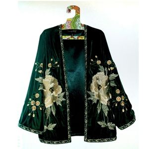Colleen Lopez Embroidery Velvet Kimono Size XS